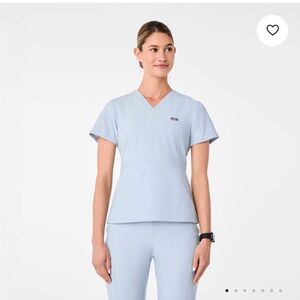 Figs Chambray Adra V-neck scrub top